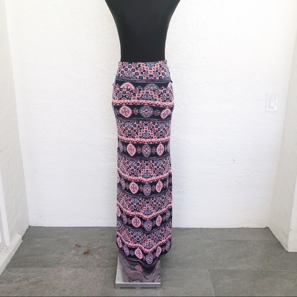 Boho Gypsy High Waist Printed Maxi Summer Skirt - Picture 2 of 5